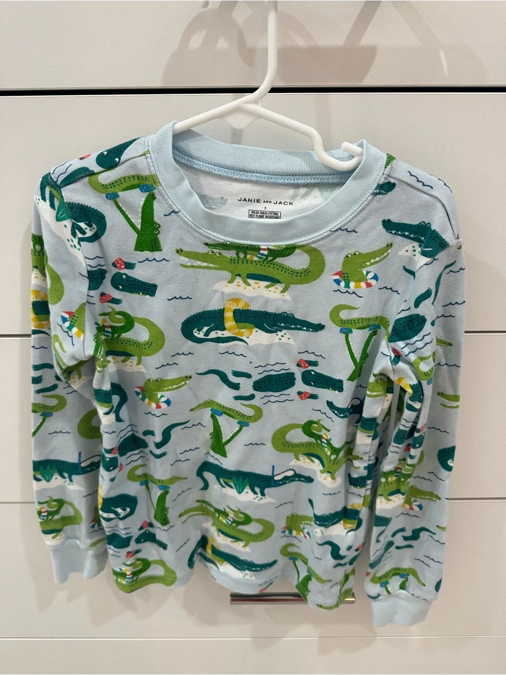 Janie and Jack Light Blue Crocodile Print Boys Pajamas Size 7